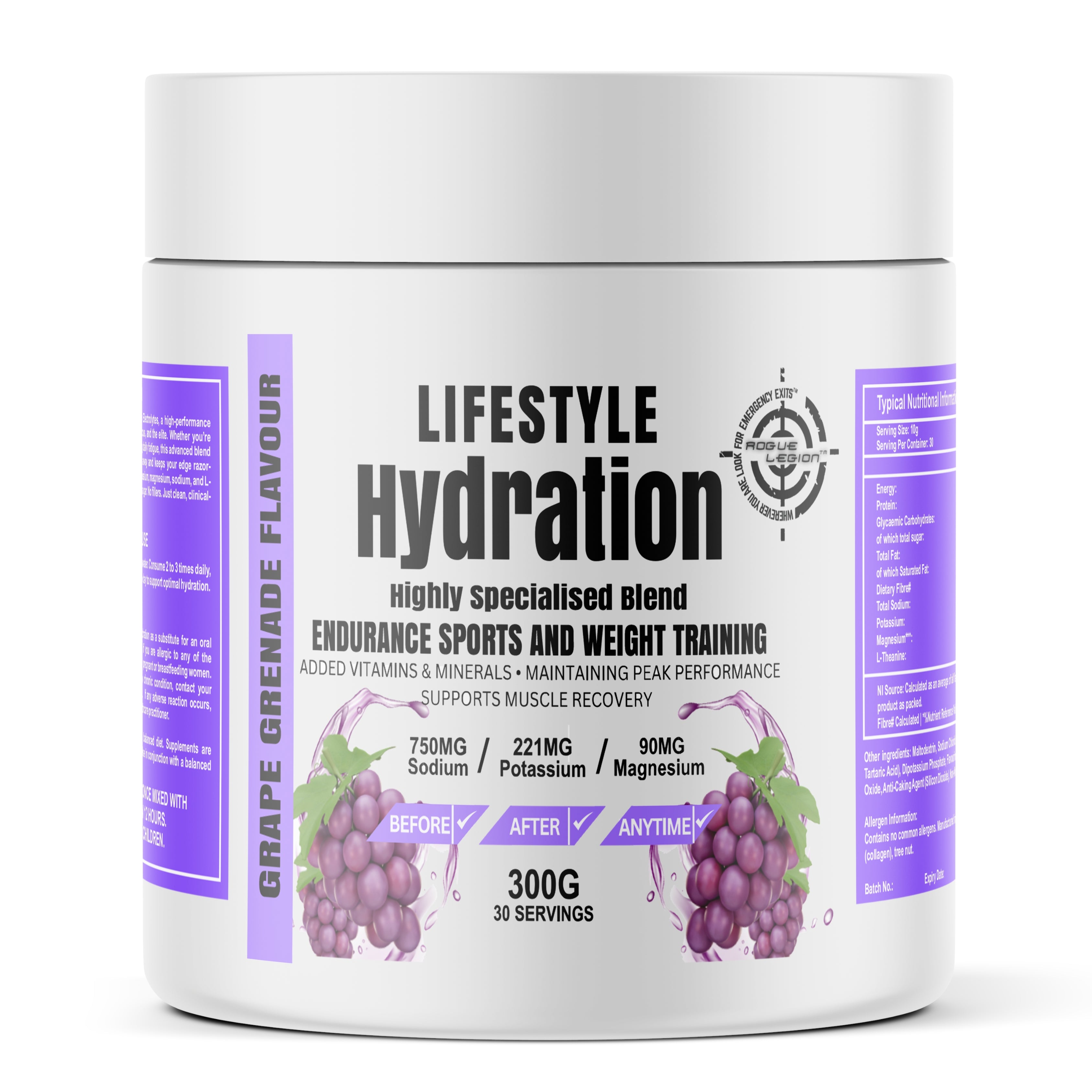 Lifestyle Hydration- Sugar Free Electrolytes- 30 Servings- Grape