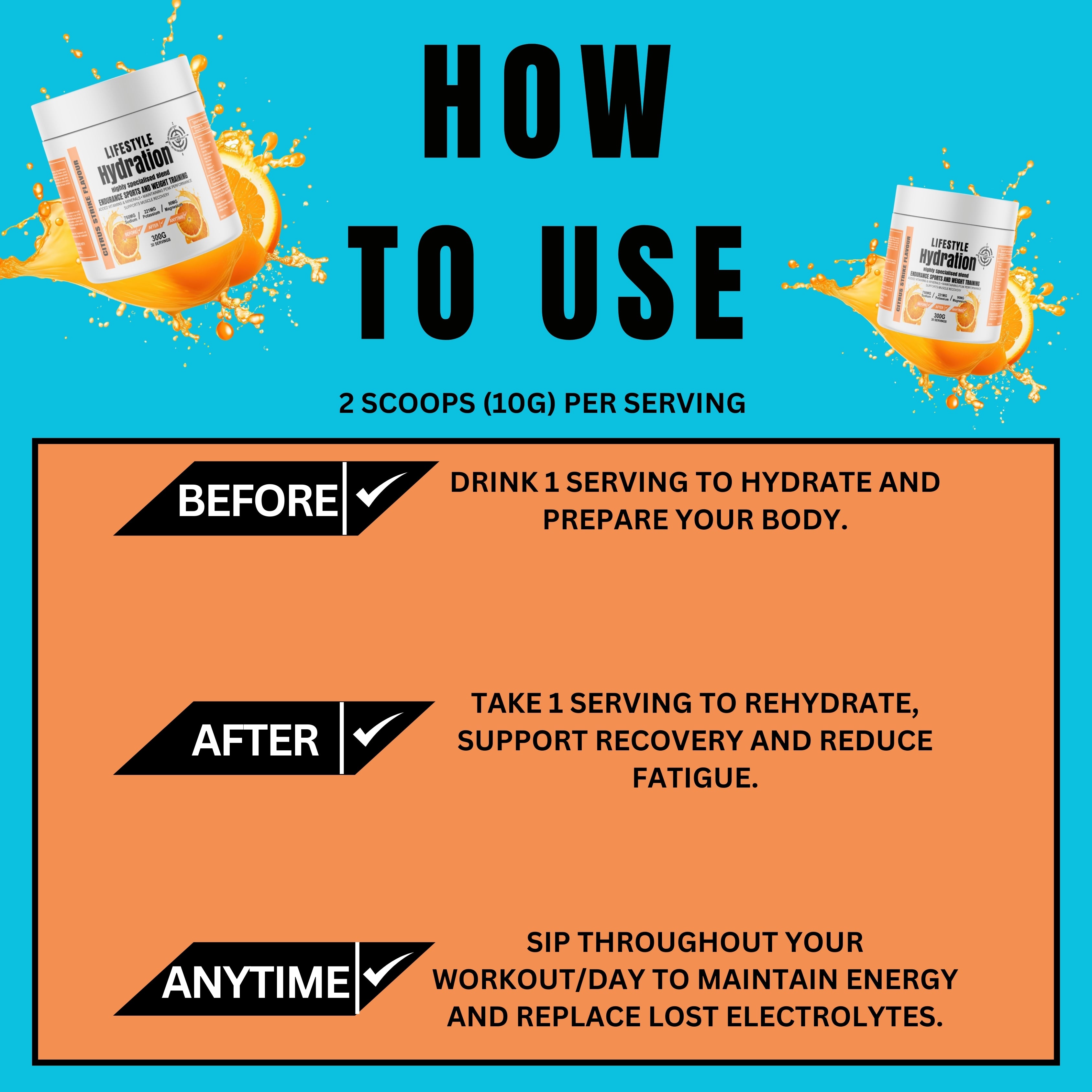 Lifestyle Hydration- Sugar Free Electrolytes- 30 Servings- Citrus Strike