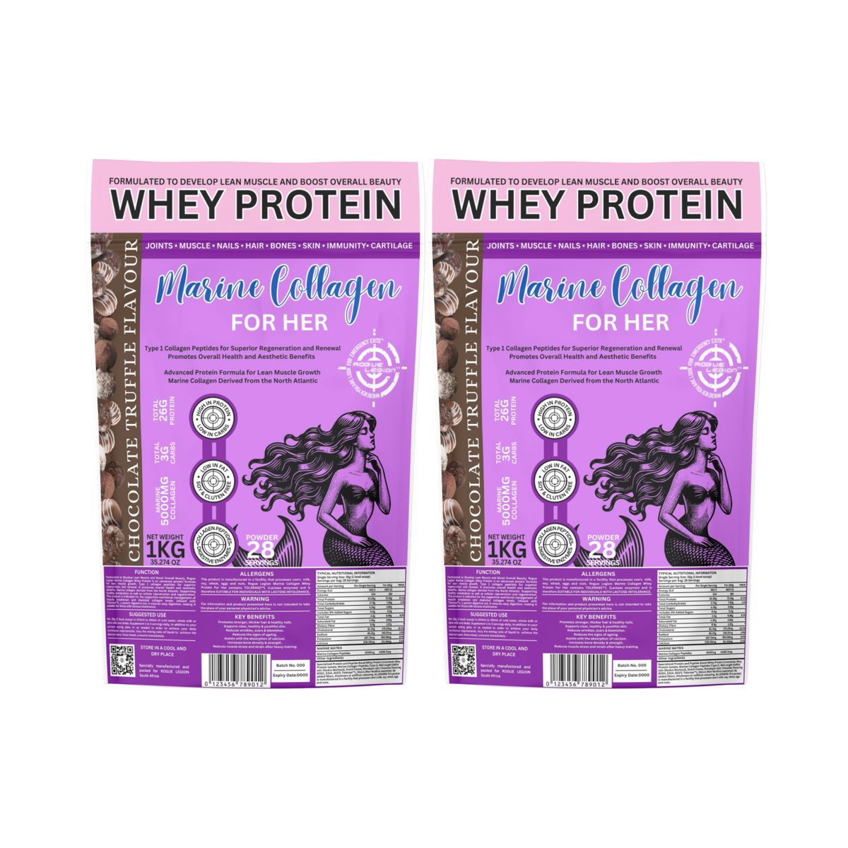Marine Collagen Whey Protein For Her -2x1kg Combo