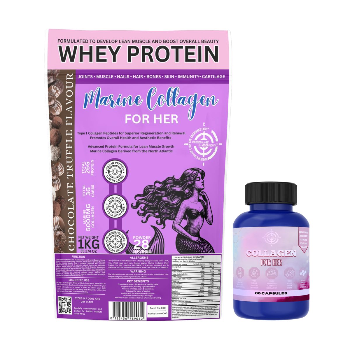 Collagen Whey Protein-1kg + Collagen Capsules
