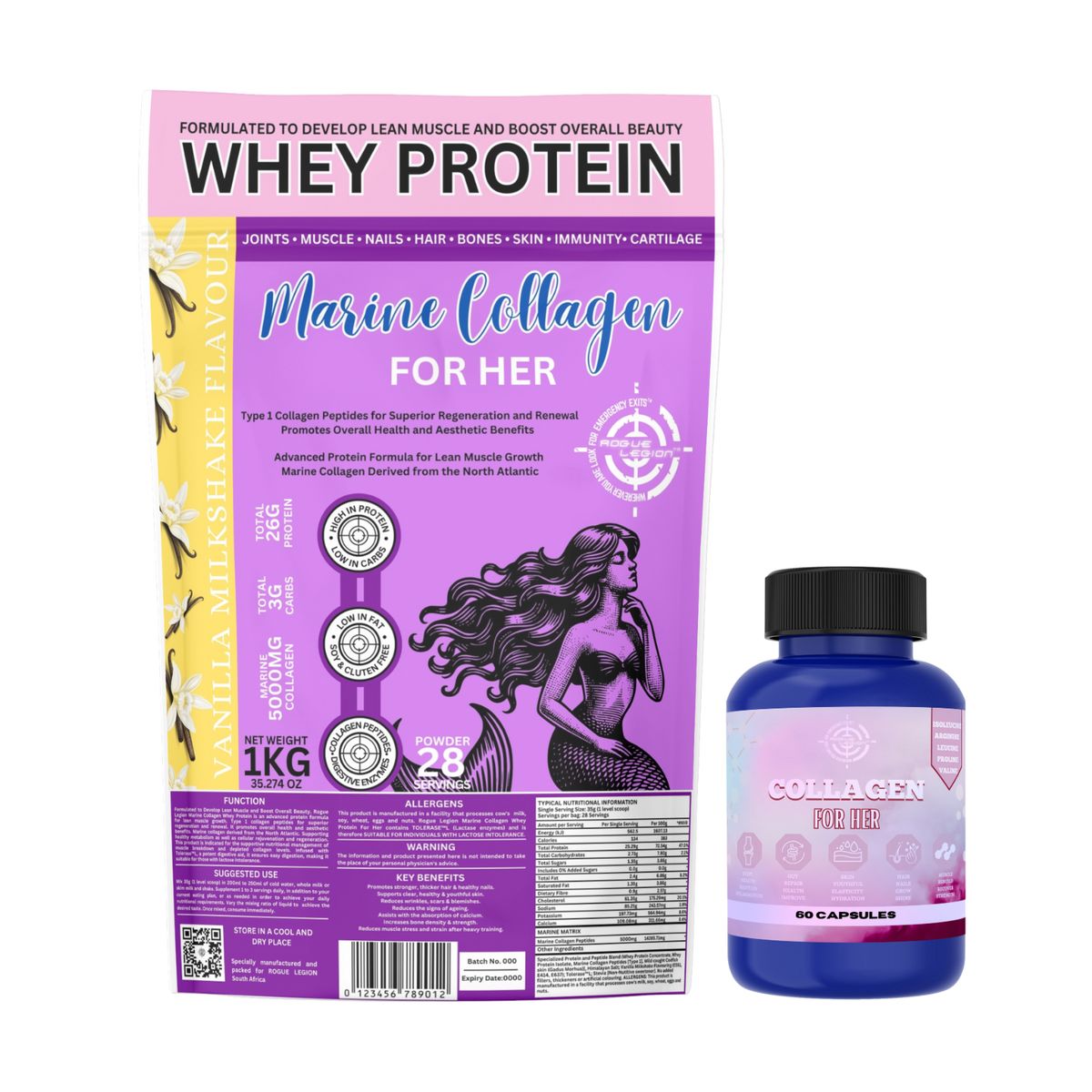 Collagen Whey Protein-1kg + Collagen Capsules