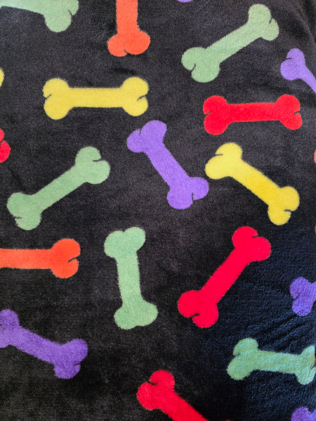 Black Plush Bone Print Dog Blanket- 1.5x1m