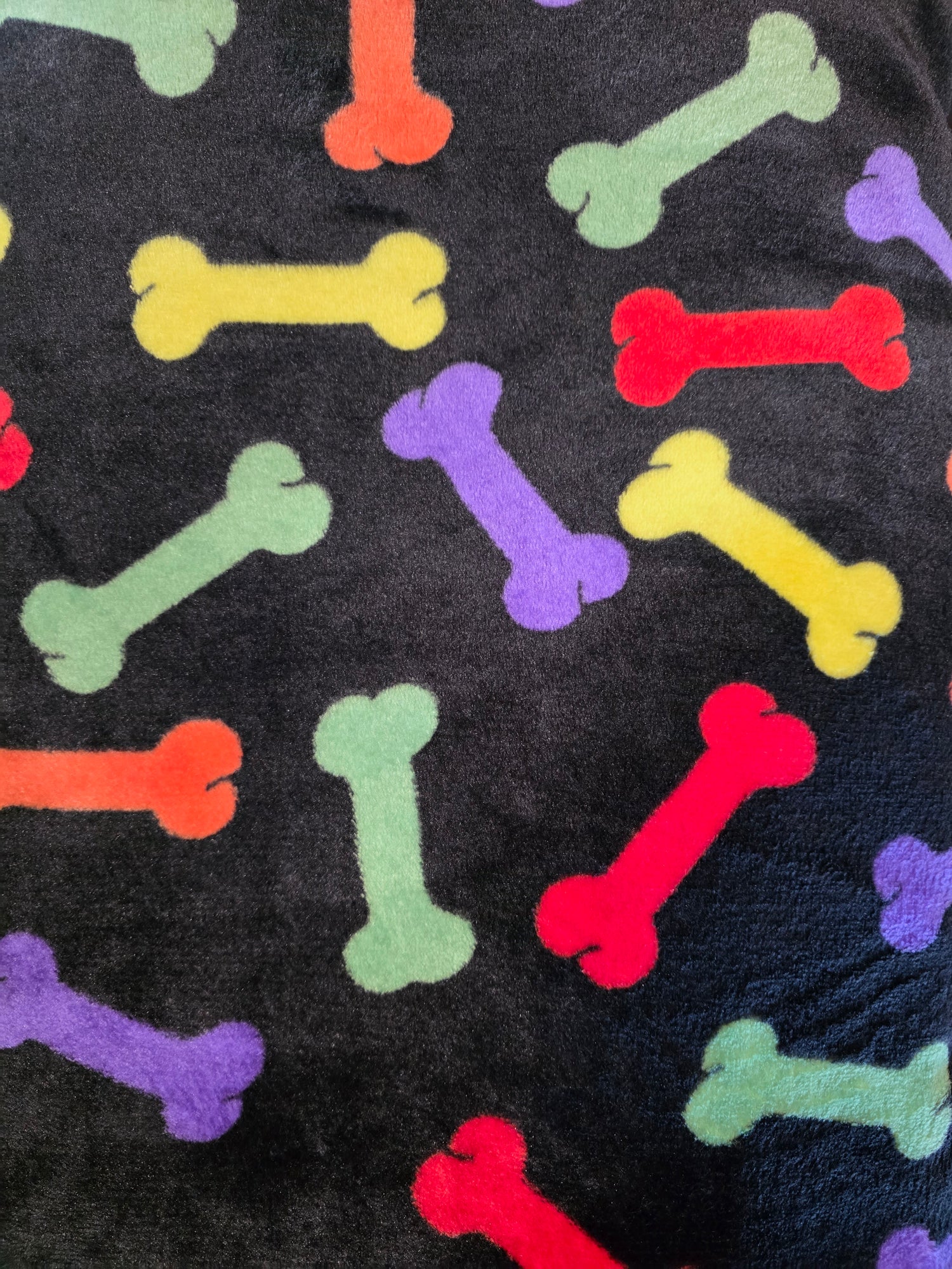 Black Plush Bone Print Dog Blanket- 1.5x1m