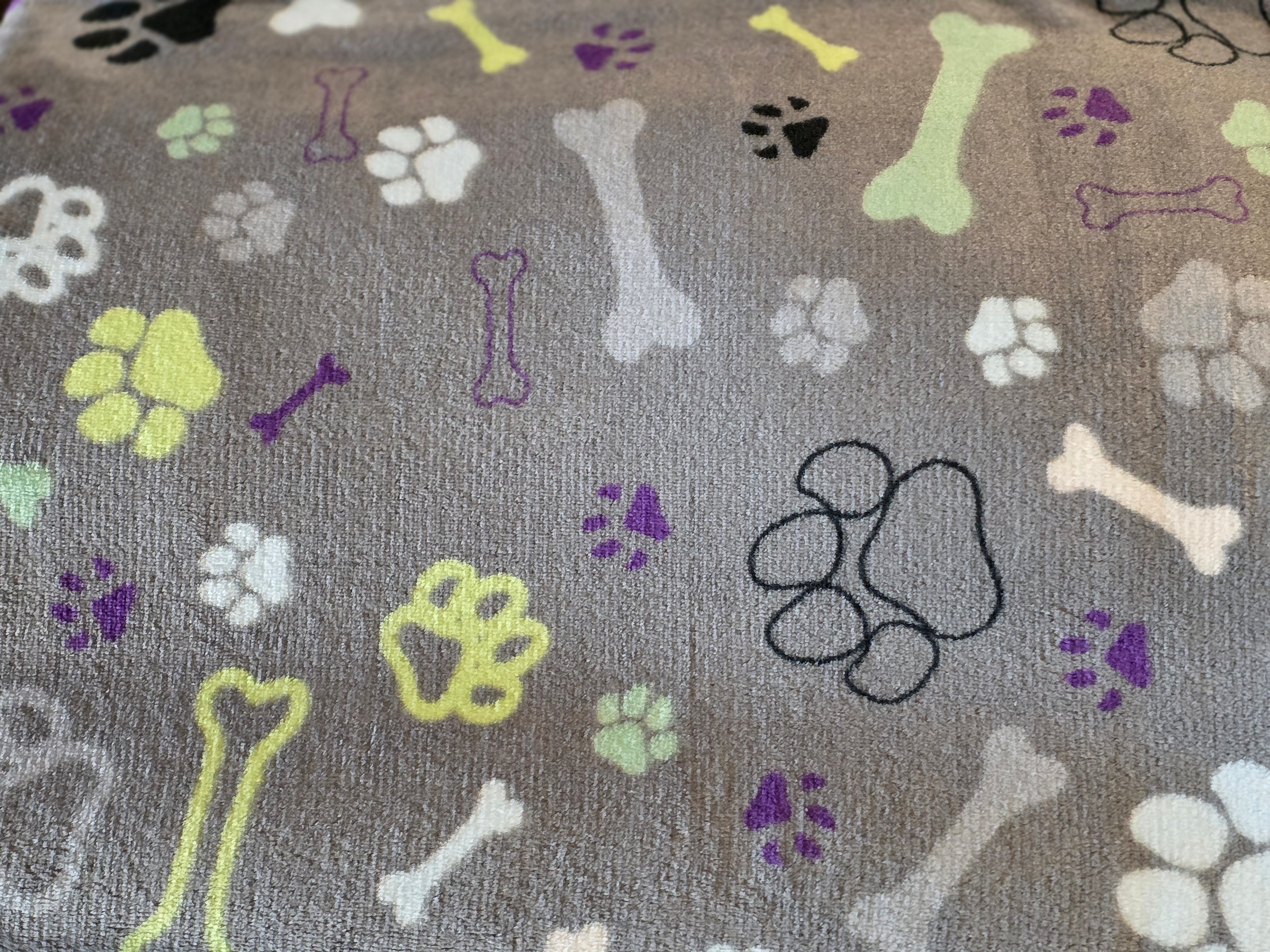 Grey Paw &amp; Bone Print Plush Dog Blanket- 1.5x1m