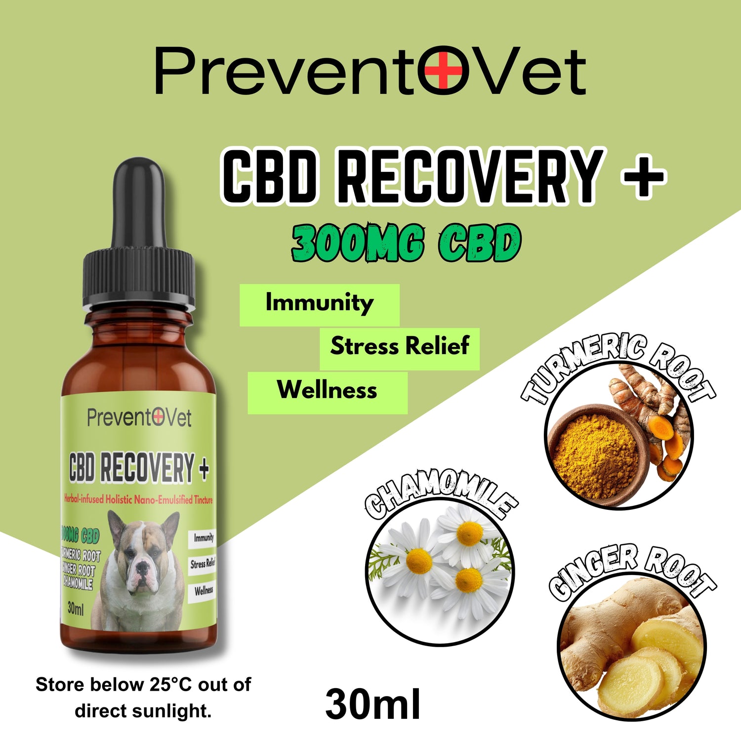 Prevento Vet CBD Recovery + Herbal Nano Tincture (30ml)