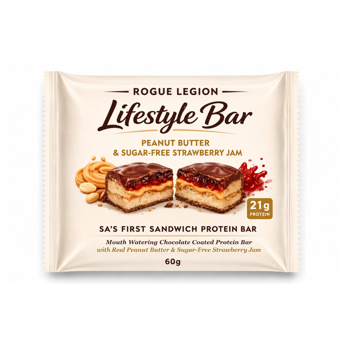 Lifestyle Protein Bar-Peanut Butter & Sugar-Free Strawberry Jam- 60g