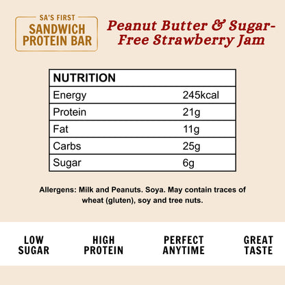 Lifestyle Protein Bar-Peanut Butter &amp; Sugar-Free Strawberry Jam- 60g