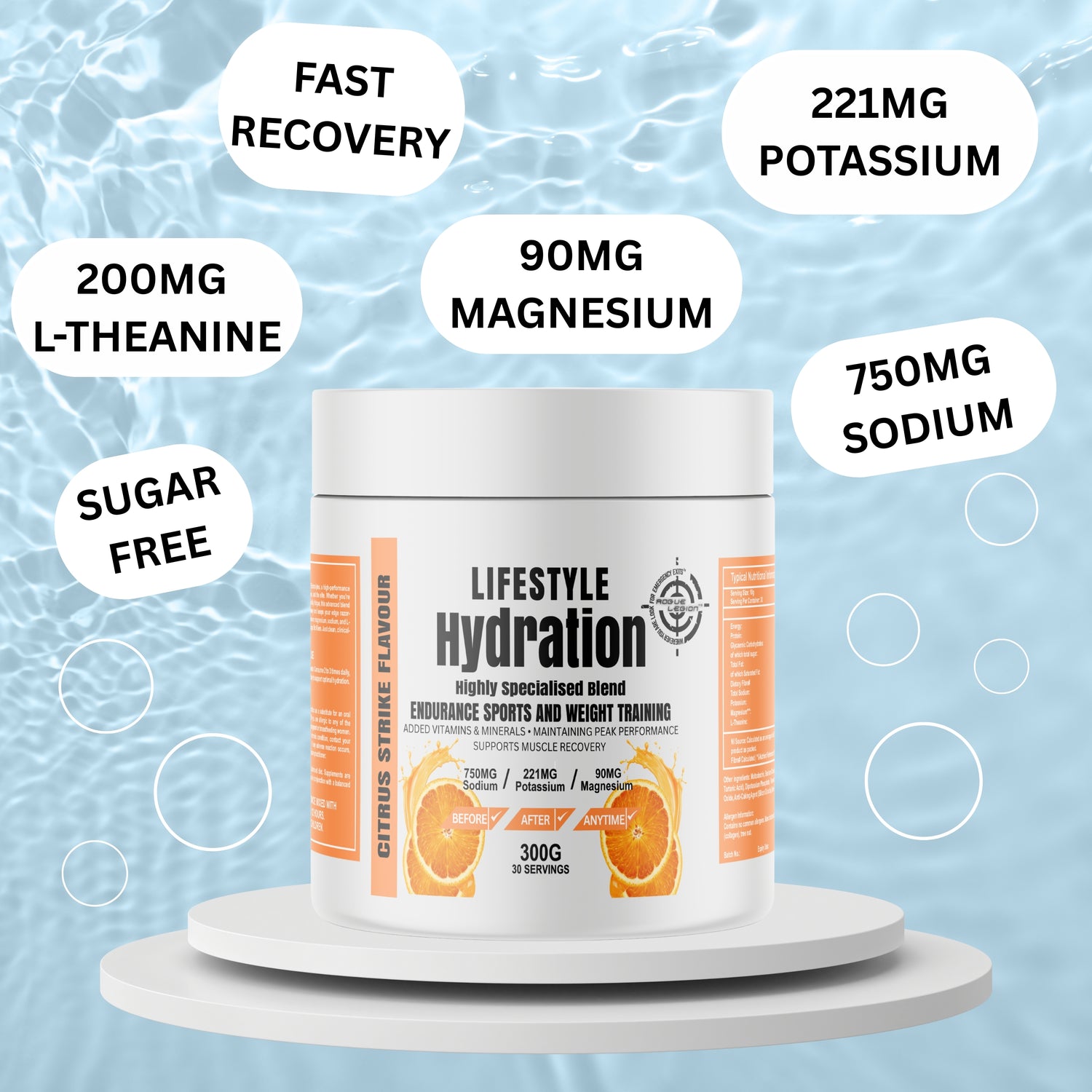 Lifestyle Hydration- Sugar Free Electrolytes- 30 Servings- Citrus Strike