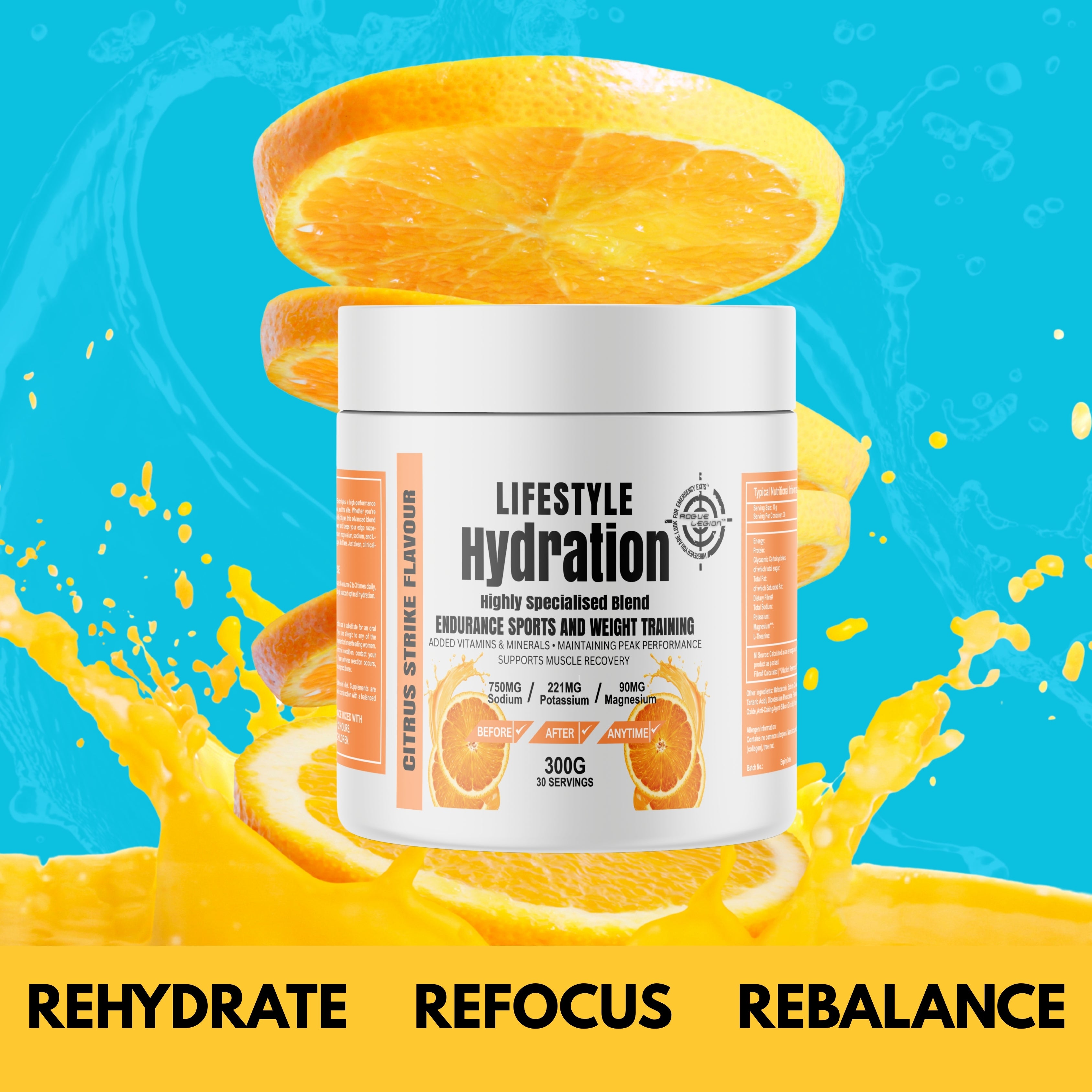 Lifestyle Hydration- Sugar Free Electrolytes- 30 Servings- Citrus Strike