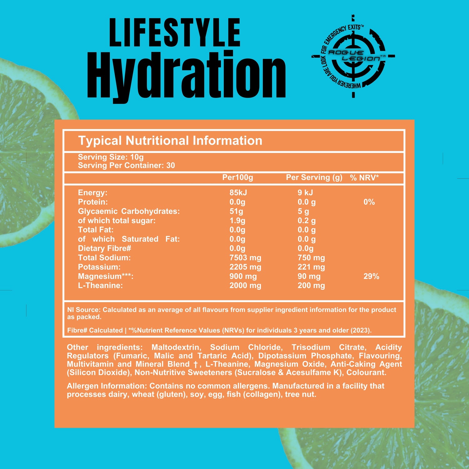 Lifestyle Hydration- Sugar Free Electrolytes- 30 Servings- Citrus Strike
