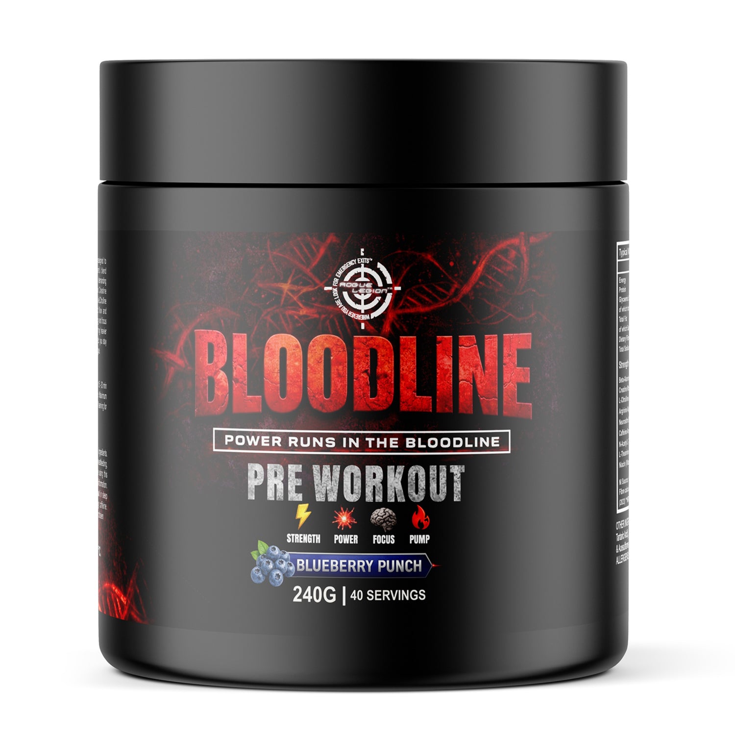Rogue Legion Bloodline Pre-Workout- Blueberry Punch- 240g (40 Servings)