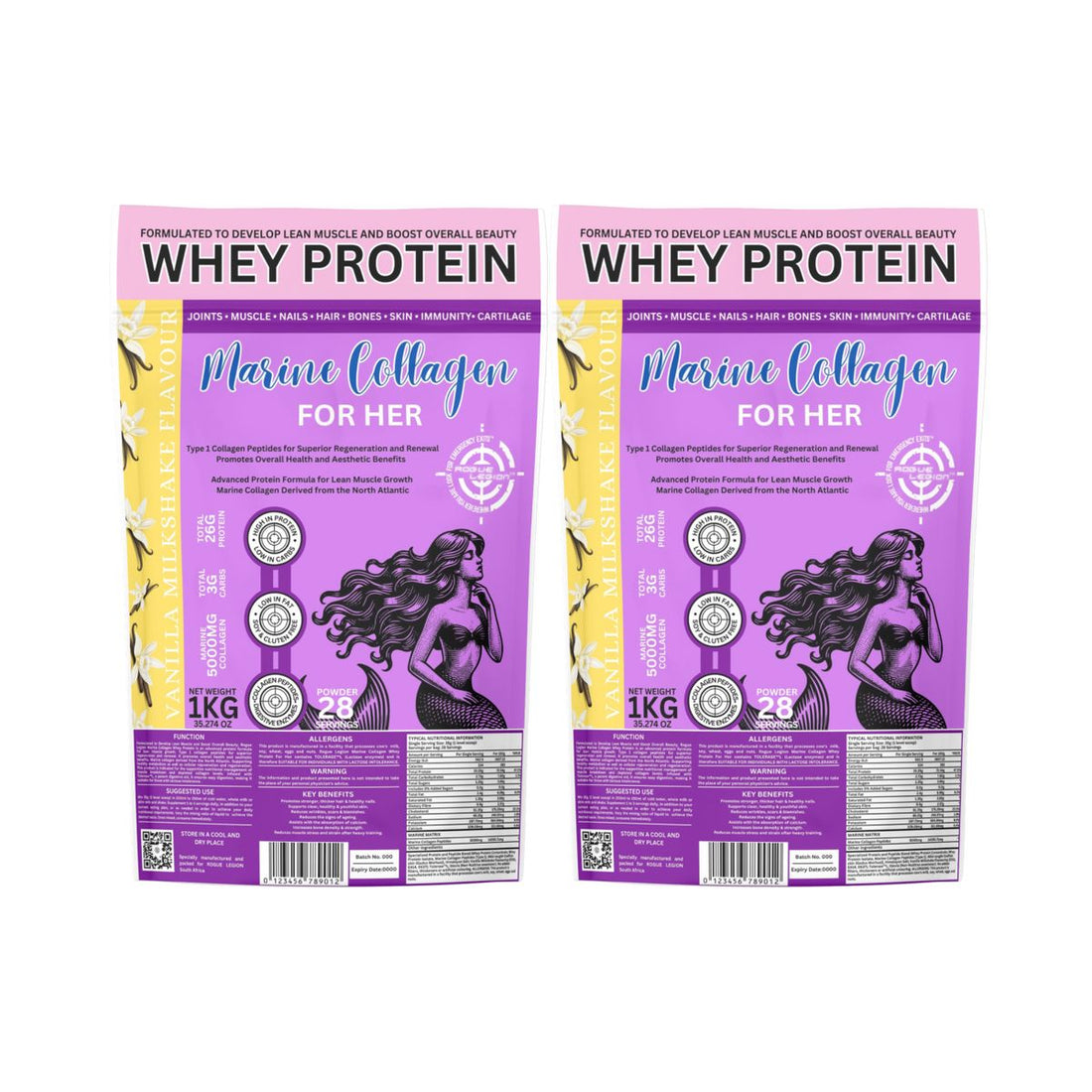 Marine Collagen Whey Protein For Her -2x1kg Combo